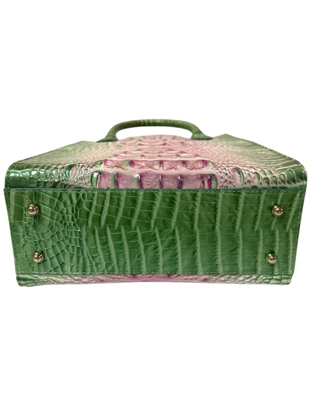 Brahmin Green & Pink Croc-Embossed Leather Tote & Wallet With Registration Card - Picture 7 of 15
